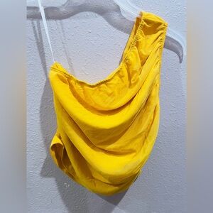 SHEIN Yellow Draped Tank Top